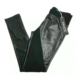 Yelete Point Women's Black Faux Leather Leggings Size S Casual